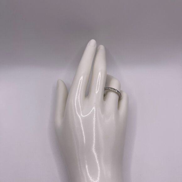 COACH Signature Silver Minimal Pave Rhinestone Band Ring - Picture 3 of 12